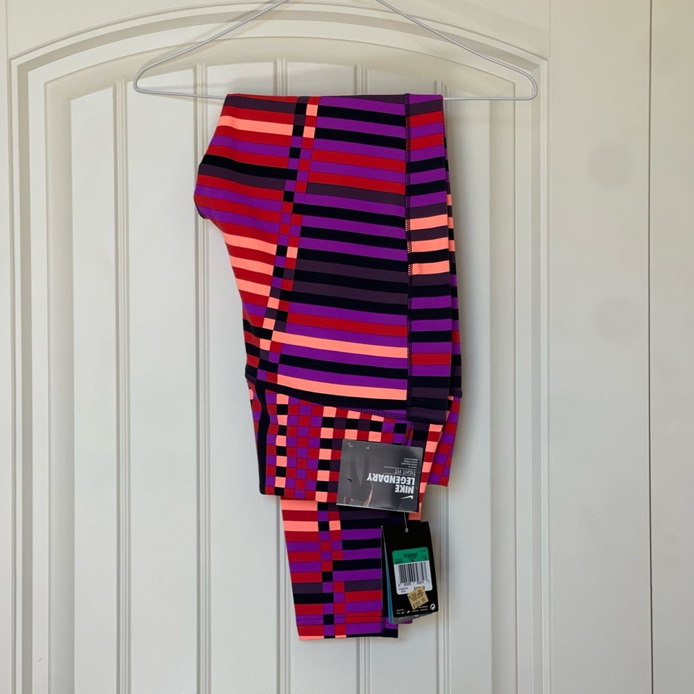 Nike Women's Leggings with Red and Purple Stripes